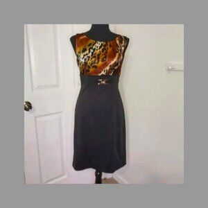 ALYX Petite Dress Leopard Print On Top With Solid Black Bottom With Buckle